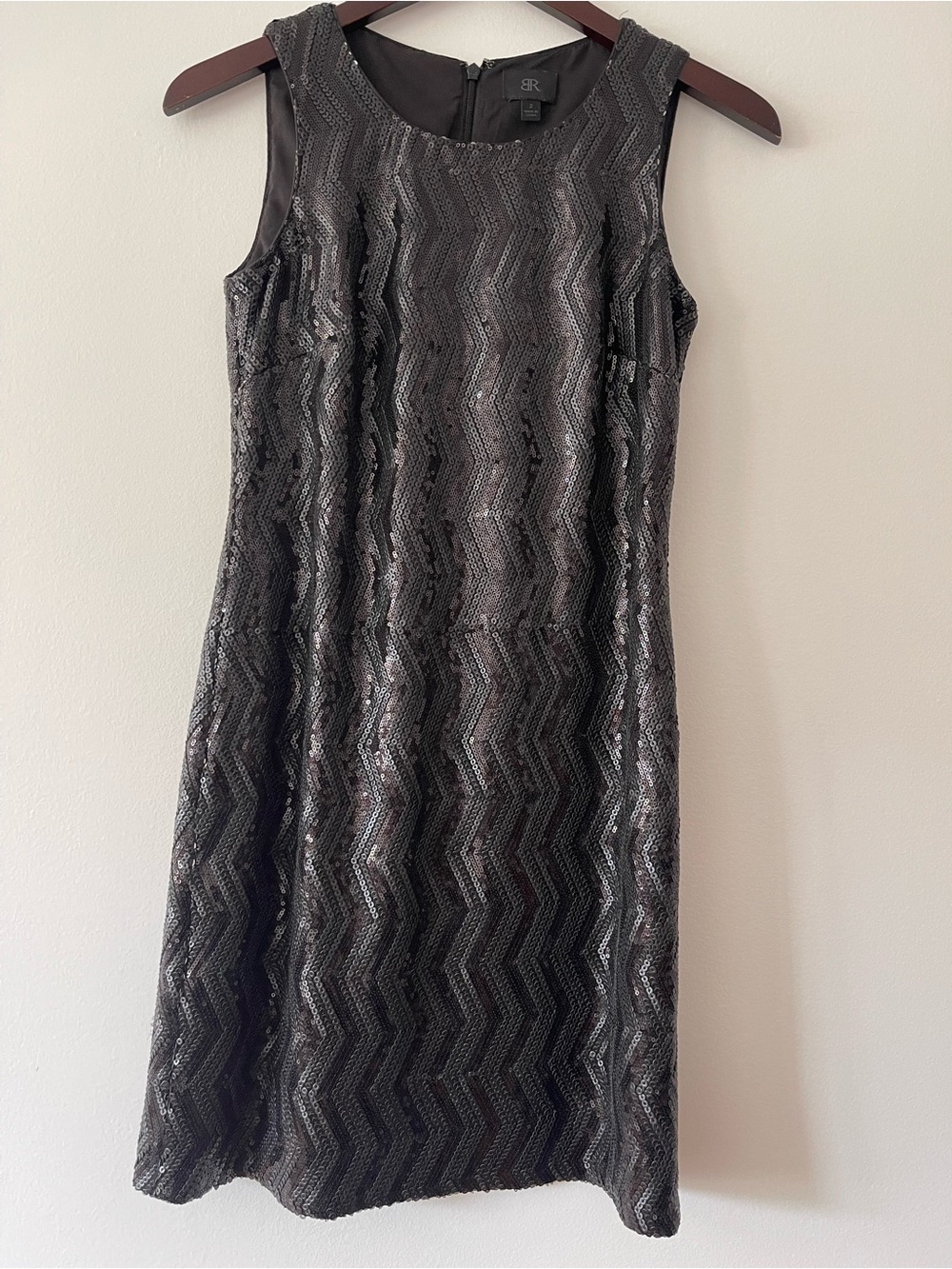 Banana Republic BR Monogram Sequin Chevron Sheath Mini Dress Black Size 2